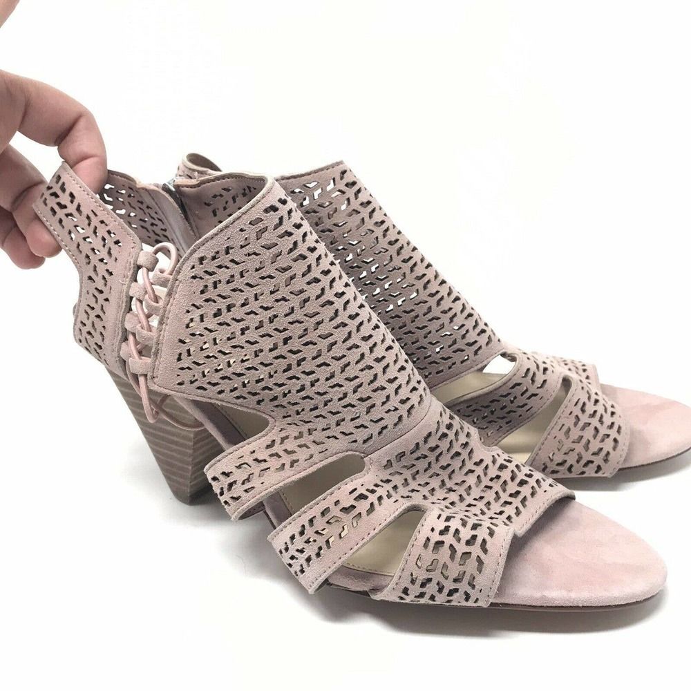 NWOB Vince Camuto Women 10M Esten Perforated Sandals Shell Pink Leather - Picture 5 of 8